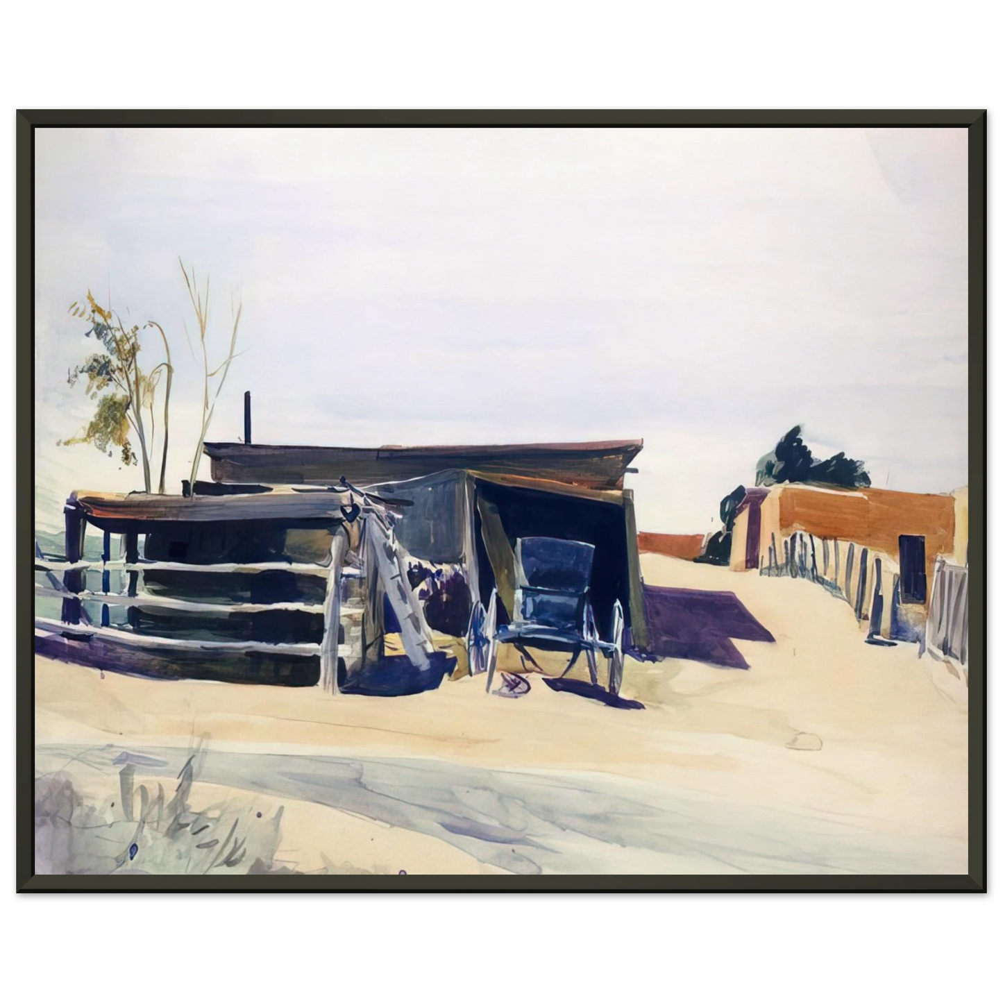 Edward Hopper Adobes and Shed New Mexico Framed Art Print - Aluminum Frame - 40x50 cm / 16x20 inches