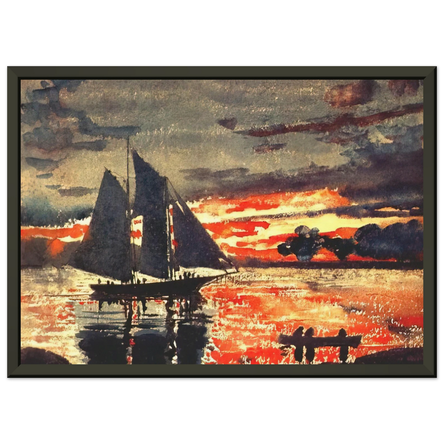 Winslow Homer SUNSET FIRES Framed Art Print - Aluminum Frame - 60x80 cm / 24x32 inches