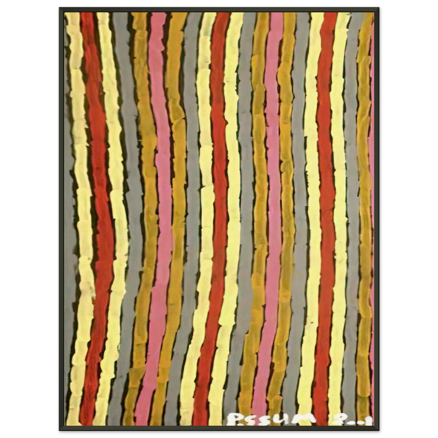 Clifford Possum Tjapaltjarri Ceremonial Paint Floor Napperby 2001 Framed Art Print - Aluminum Frame - 70x100 cm / 28x40 inches