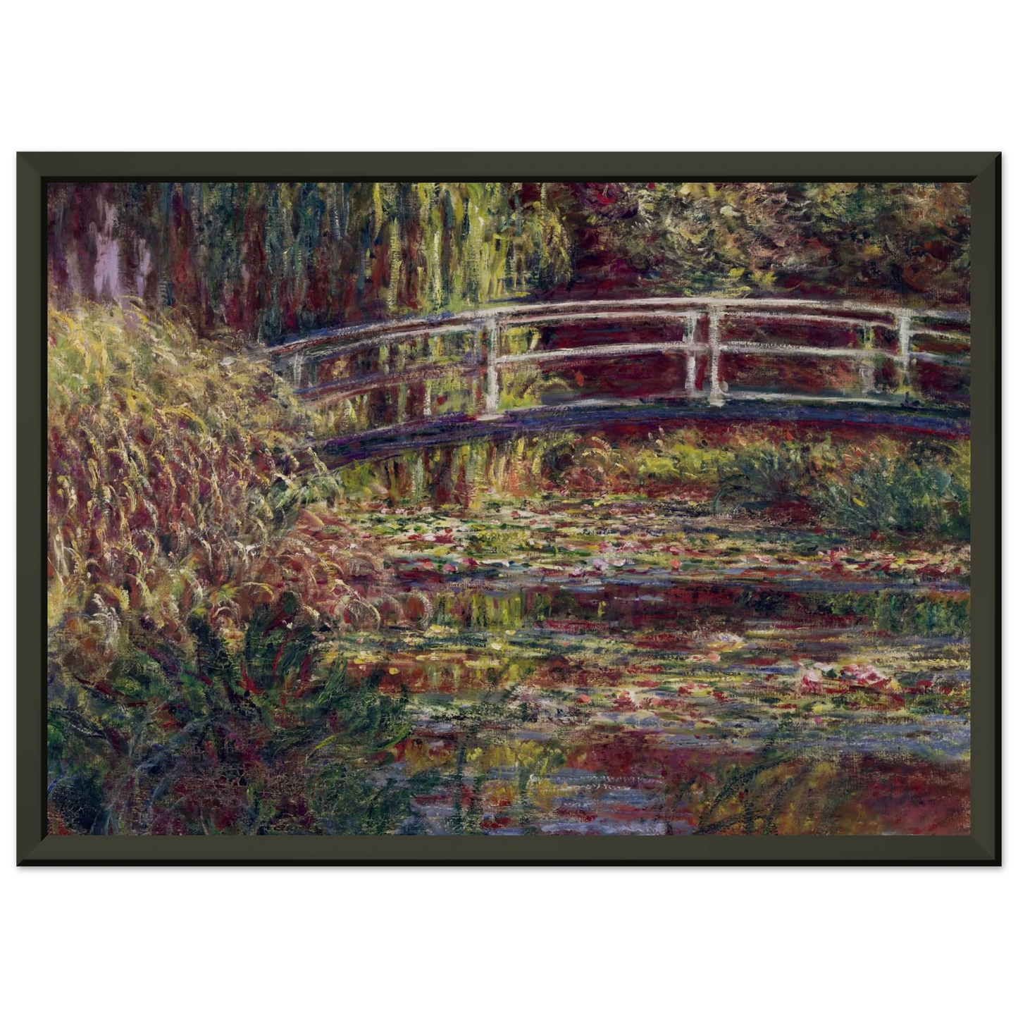 claude monet  The Japanese Bridge The WaterLily Pond Symphony in Rose Framed Art Print  - Aluminum Frame - 40x50 cm / 16x20 inches