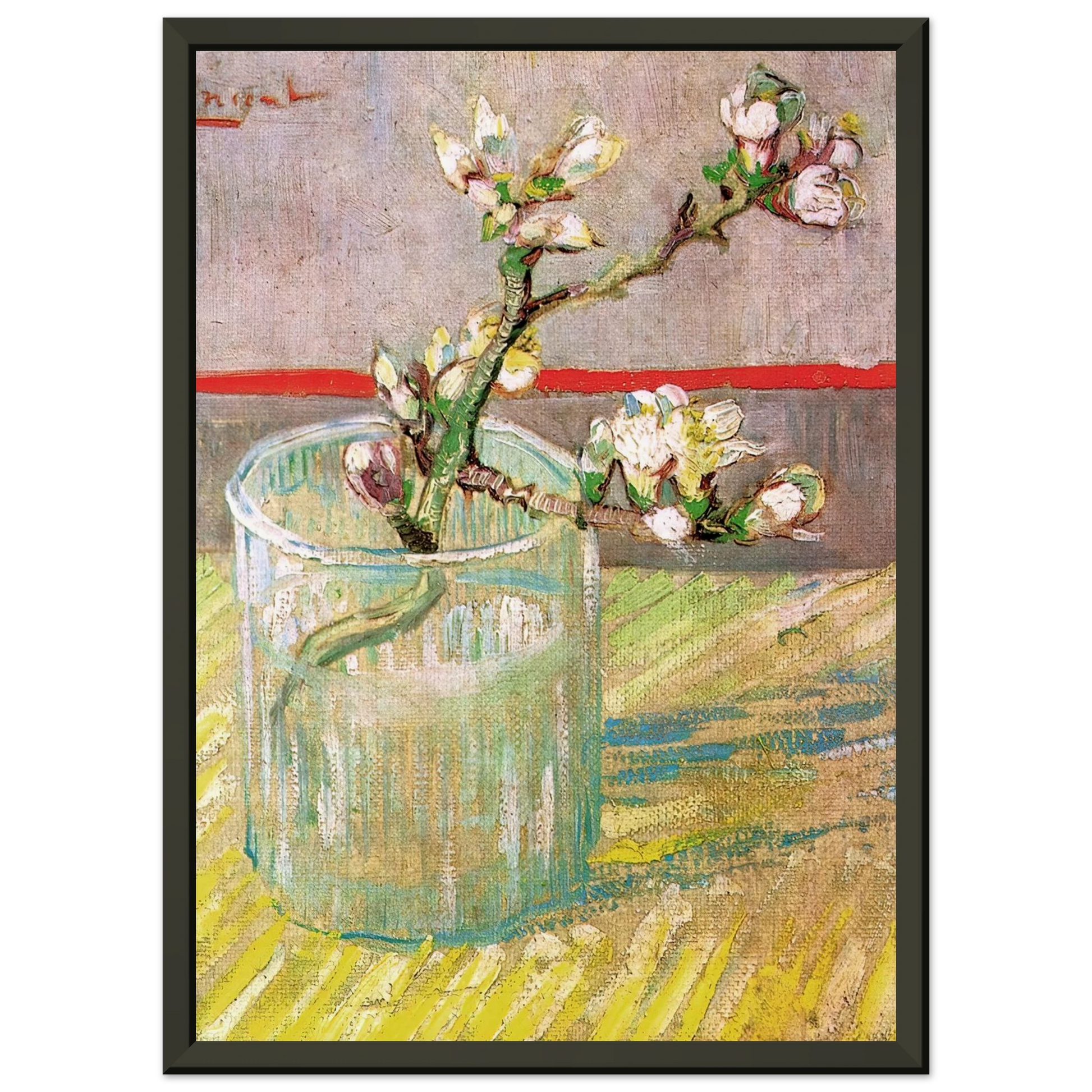 Vincent van Gogh  Blossoming Almond Branch in a Glass Framed Art Print  - Aluminum Frame - 40x50 cm / 16x20 inches
