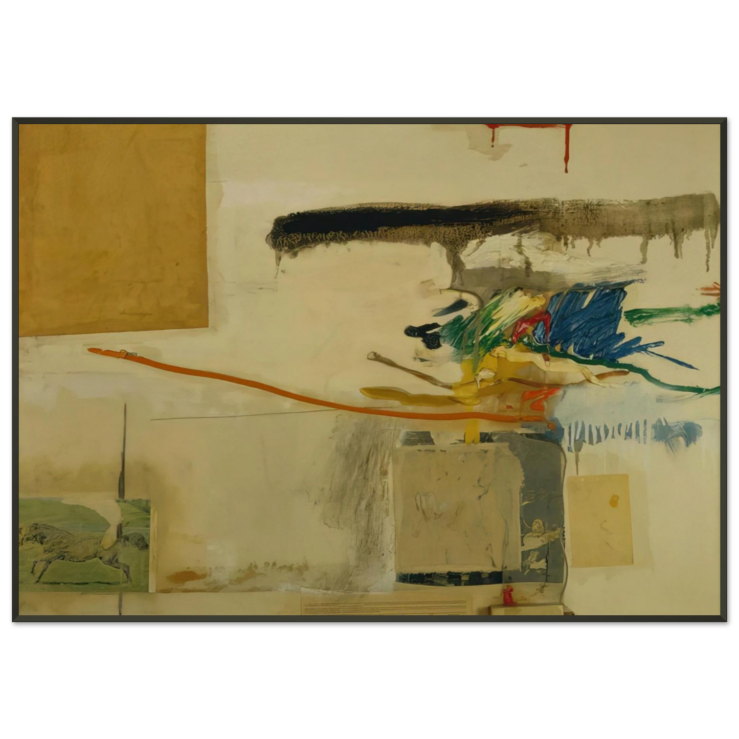 Robert Rauschenberg UNTITLED FORMERLY TITLED COLLAGE WITH HORSE 1957 Framed Art Print - Aluminum Frame - 21x29.7 cm / 8x12"
