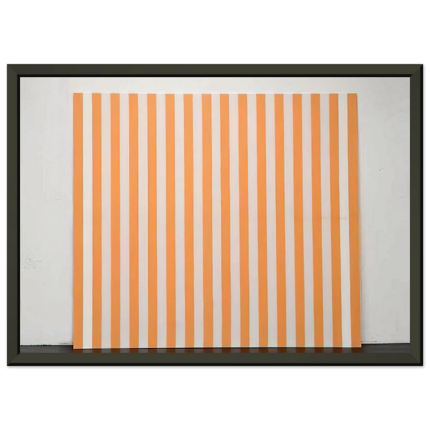 Daniel Buren Peinture acrylique blanche sur tissu raye blanc et orange 1972 Framed Art Print - Aluminum Frame - 60x80 cm / 24x32 inches