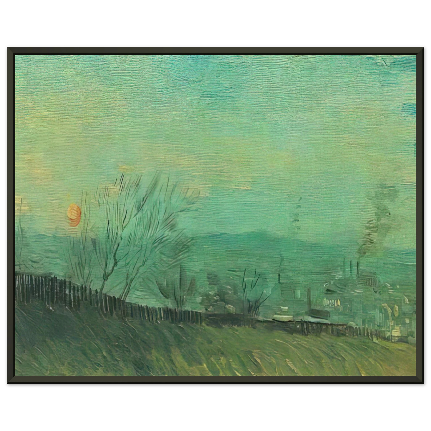 Vincent van Gogh  Factories Seen from a Hillside in Moonlight Framed Art Print  - Aluminum Frame - 60x80 cm / 24x32 inches