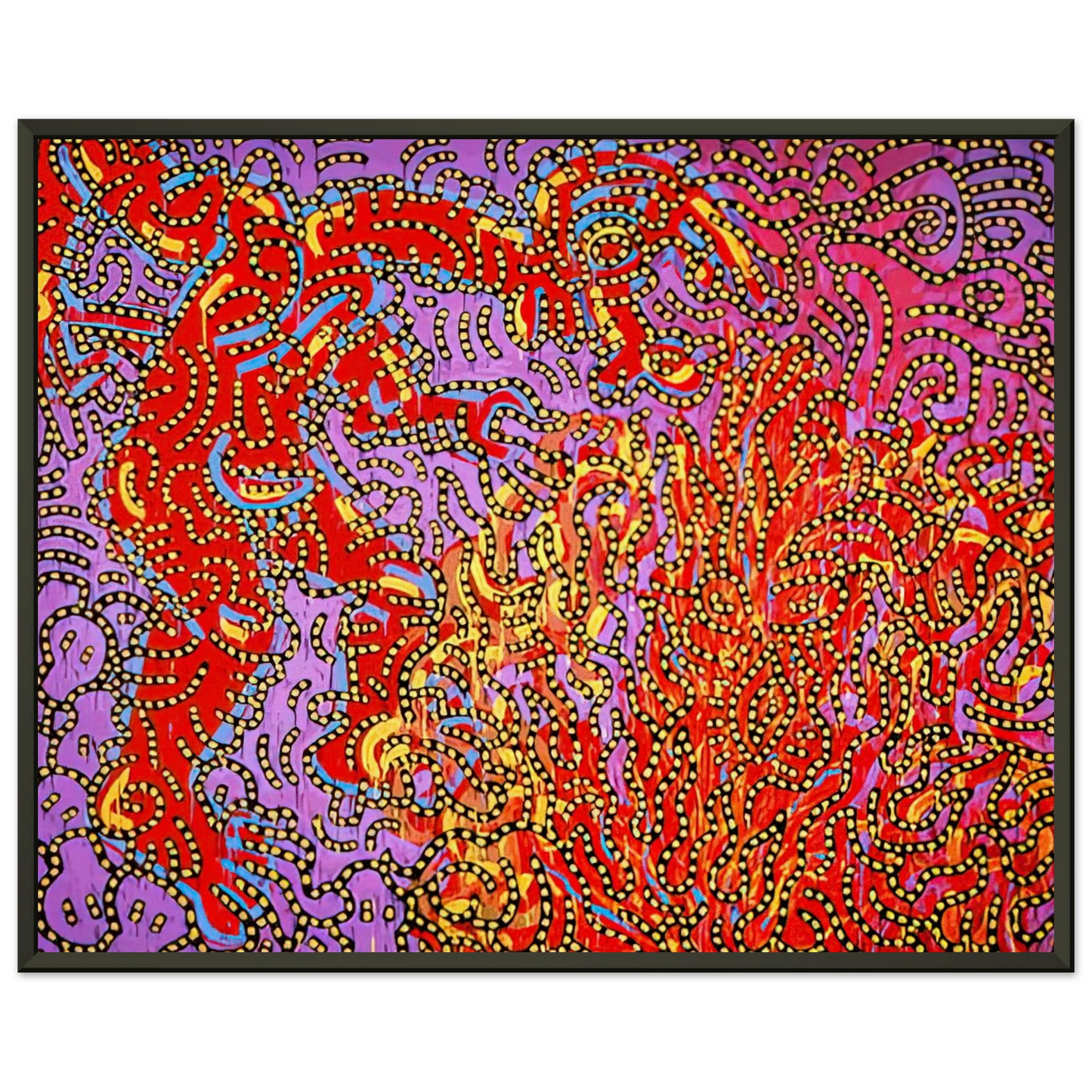 Keith Haring  MOSES AND THE BURNING BUSH 1985 Framed Art Print  - Aluminum Frame - 40x50 cm / 16x20 inches