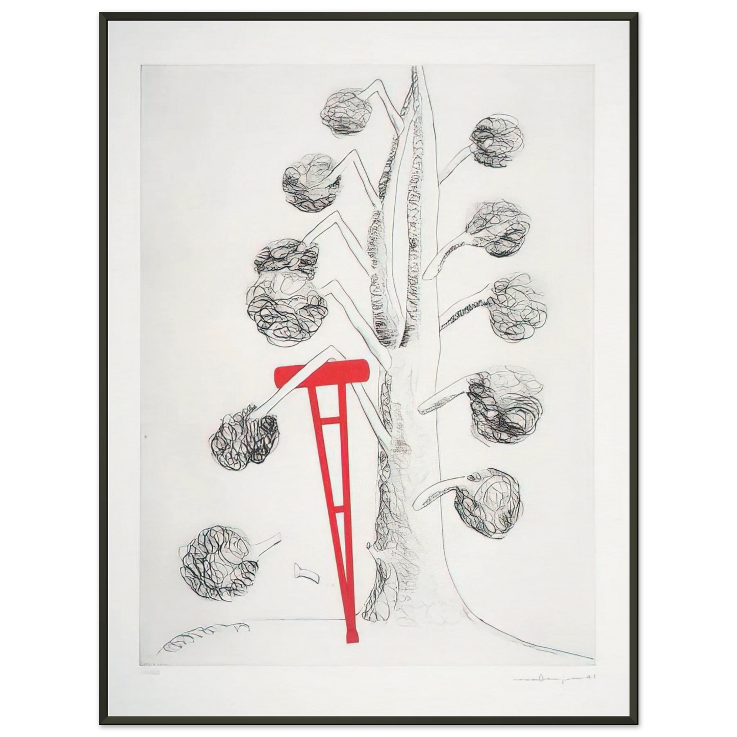 Louise Bourgeois TREE WITH RED CRUTCH 1998 Framed Art Print - Aluminum Frame - 70x100 cm / 28x40 inches