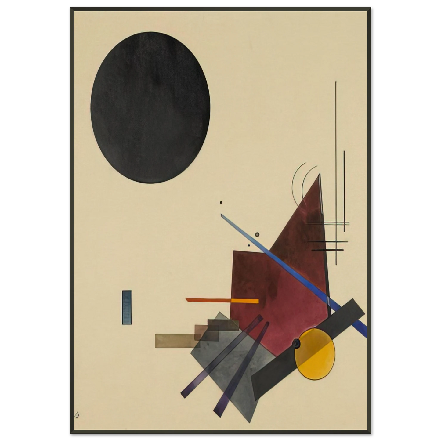 Wassily Kandinsky  BLACK RELATIONSHIP 1924 Framed Art Print  - Aluminum Frame - 21x29.7 cm / 8x12"