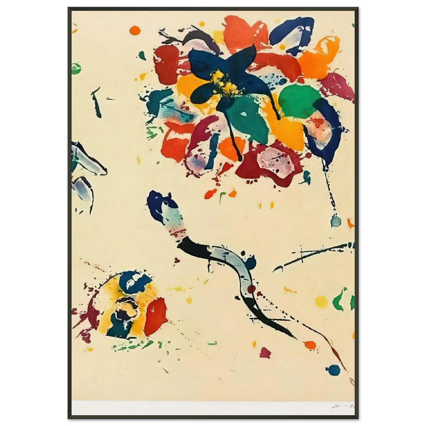 Sam Francis Untitled SFE 075 Framed Art Print - Aluminum Frame - 21x29.7 cm / 8x12"