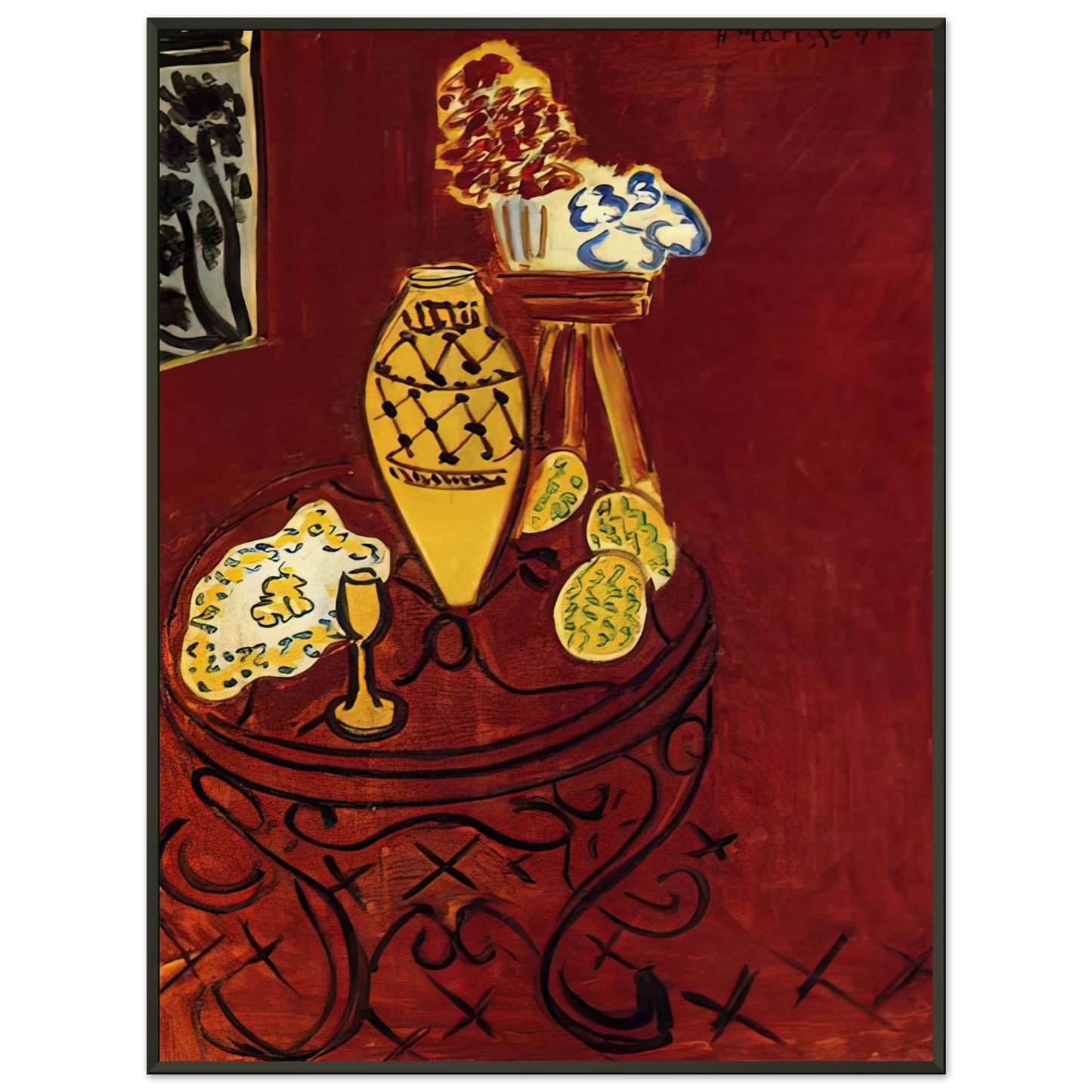 Henri Matisse INTERIOR IN VENETIAN RED 1946 Framed Art Print - Aluminum Frame - 40x50 cm / 16x20 inches