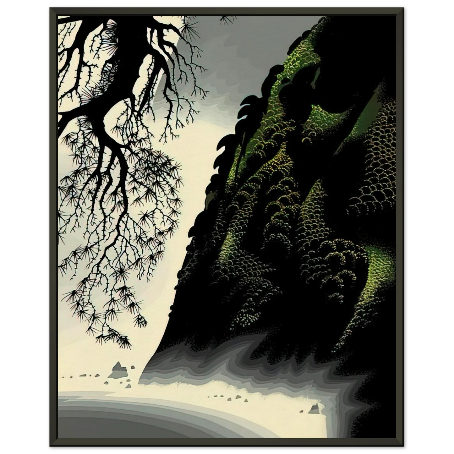 Eyvind Earle  Little Big Sur Framed Art Print  - Aluminum Frame - 60x80 cm / 24x32 inches