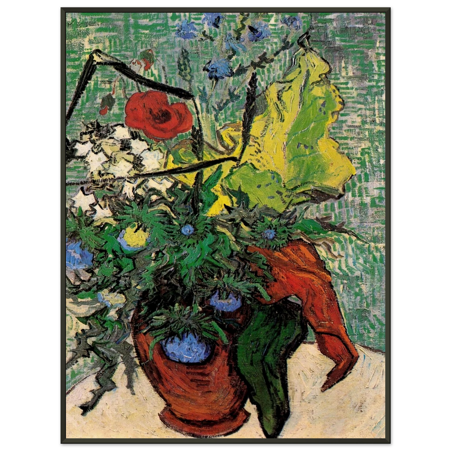 Vincent van Gogh Wild Flowers and Thistles in a Vase Framed Art Print - Aluminum Frame - 70x100 cm / 28x40 inches