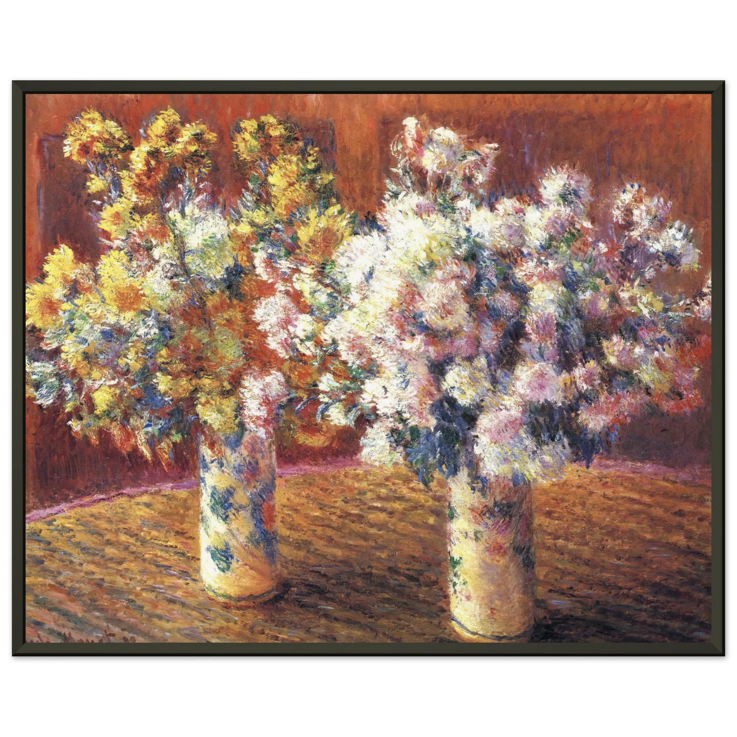 claude monet Two Vases with Chrysanthems Framed Art Print - Aluminum Frame - 60x80 cm / 24x32 inches