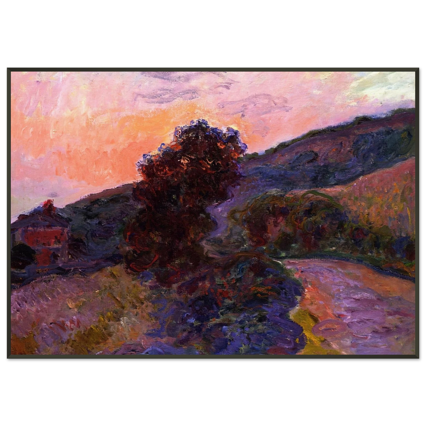 claude monet  Sunset at Giverny Framed Art Print  - Aluminum Frame - 21x29.7 cm / 8x12"