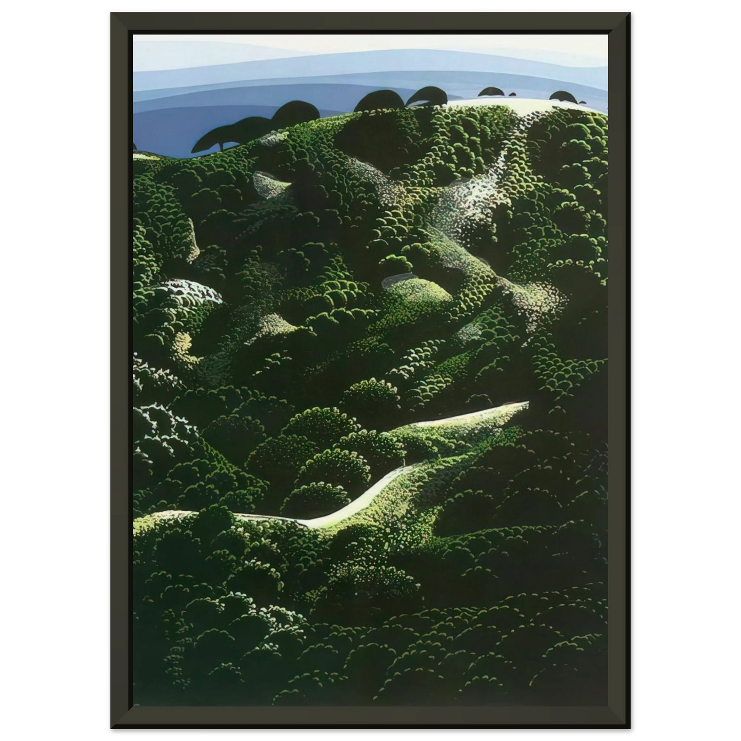 Eyvind Earle  Santa Barbara Mountains Framed Art Print  - Aluminum Frame - 60x80 cm / 24x32 inches