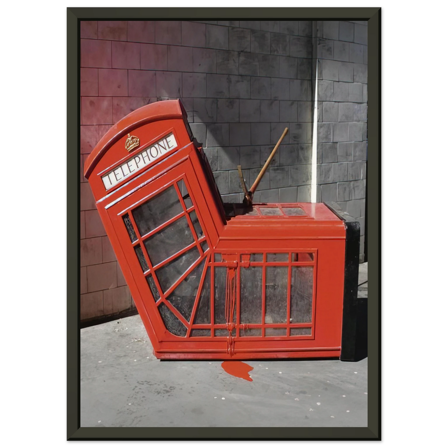 Banksy VANDALISED PHONE BOX 2005 Framed Art Print - Aluminum Frame - 40x50 cm / 16x20 inches