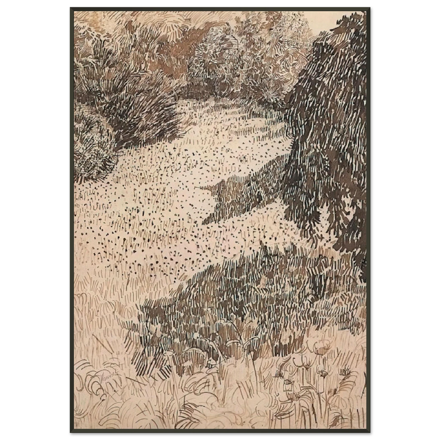 Vincent van Gogh  The Corner of the Park Framed Art Print  - Aluminum Frame - 21x29.7 cm / 8x12"