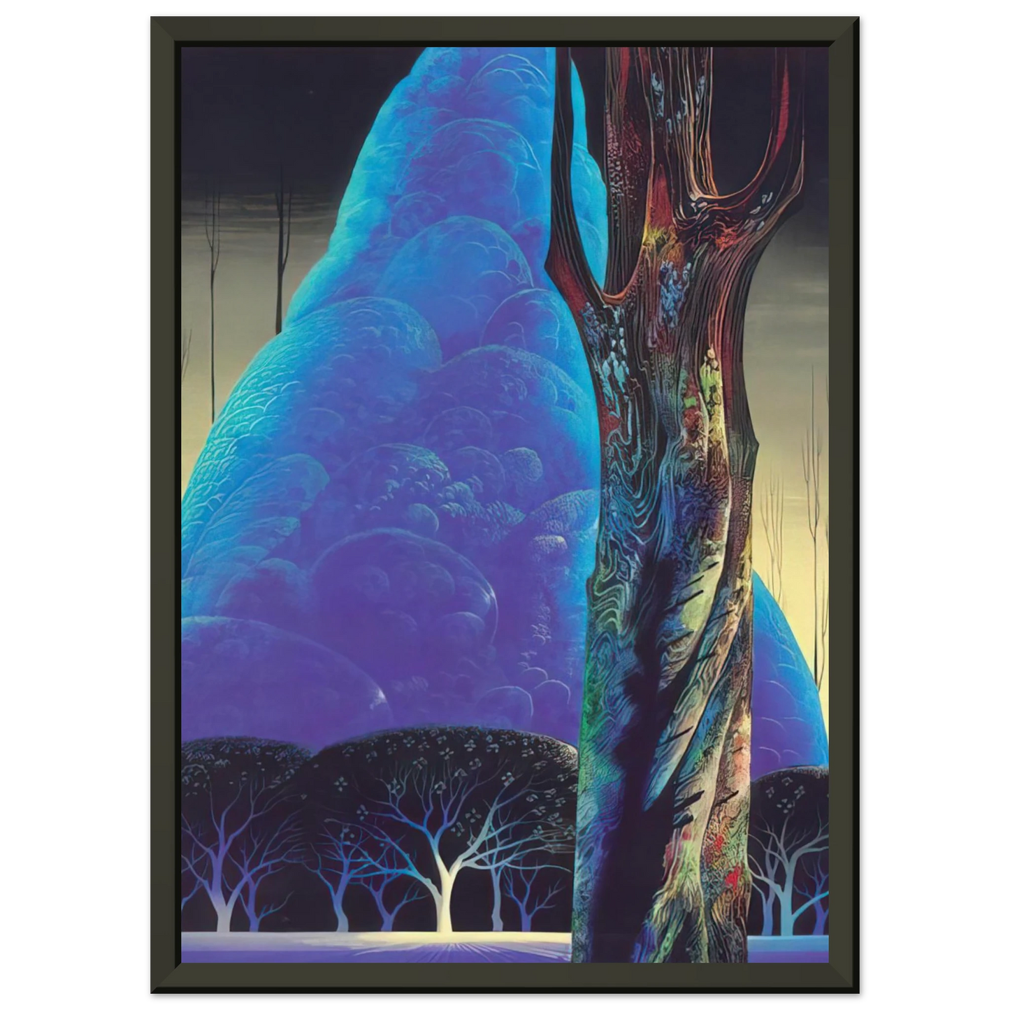 Eyvind Earle Blue Nocturne Framed Art Print - Aluminum Frame - 60x80 cm / 24x32 inches