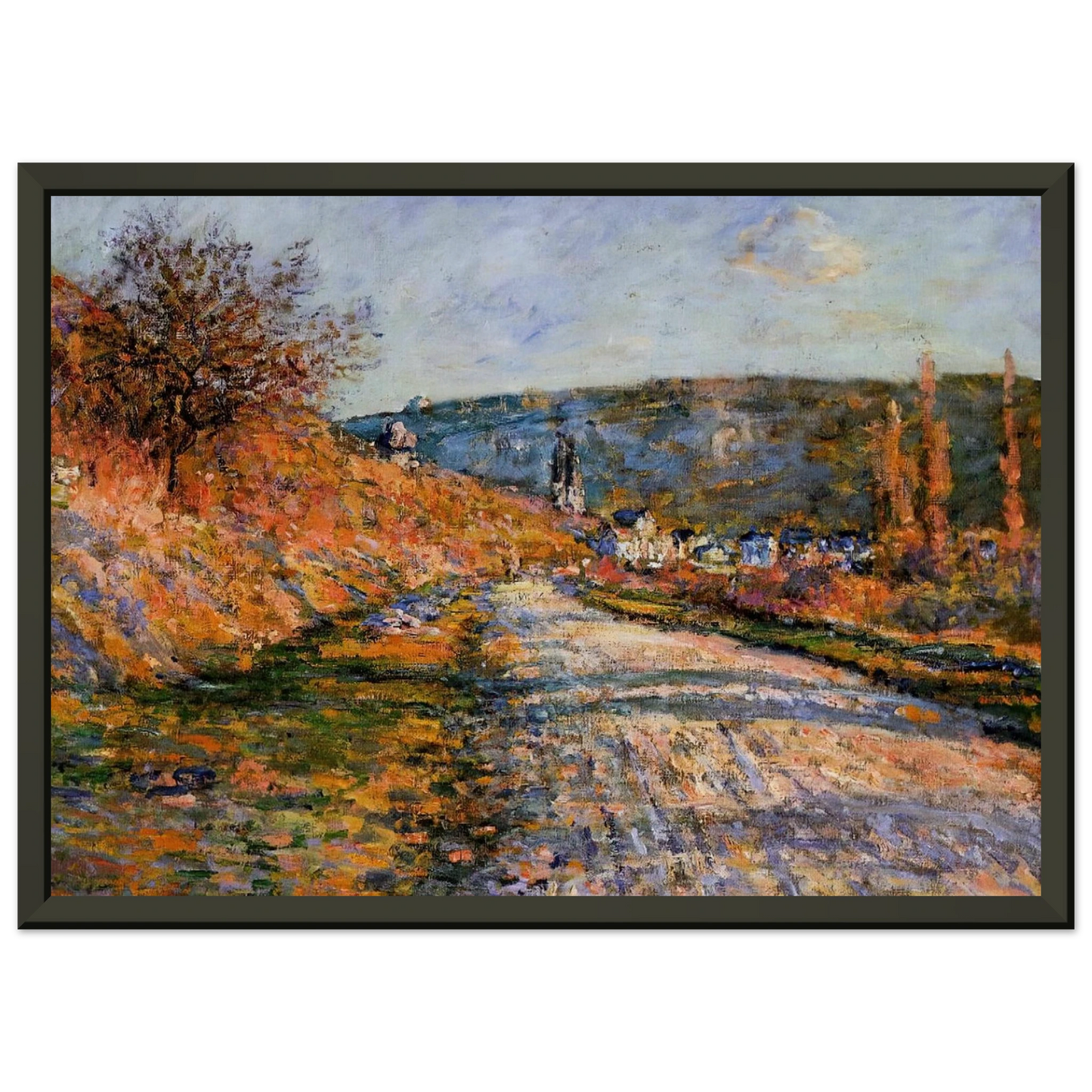 claude monet The Road to Vetheuil Framed Art Print - Aluminum Frame - 60x80 cm / 24x32 inches