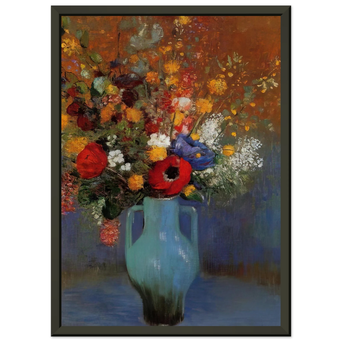 Odilon Redon  BOUQUET OF WILD FLOWERS 1 Framed Art Print  - Aluminum Frame - 70x100 cm / 28x40 inches