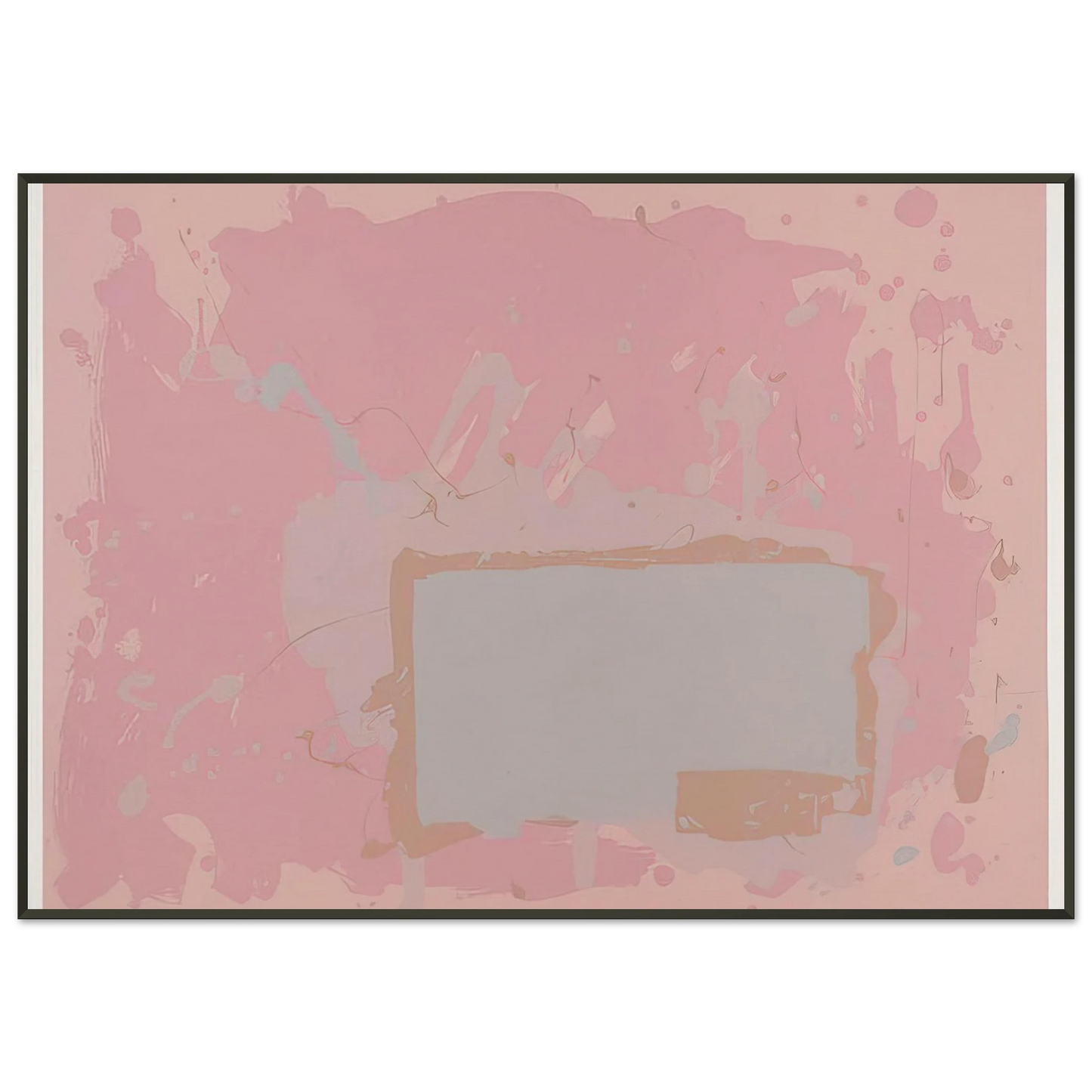 John Hoyland Grey Blue on Pink 1971 Framed Art Print - Aluminum Frame - 21x29.7 cm / 8x12"