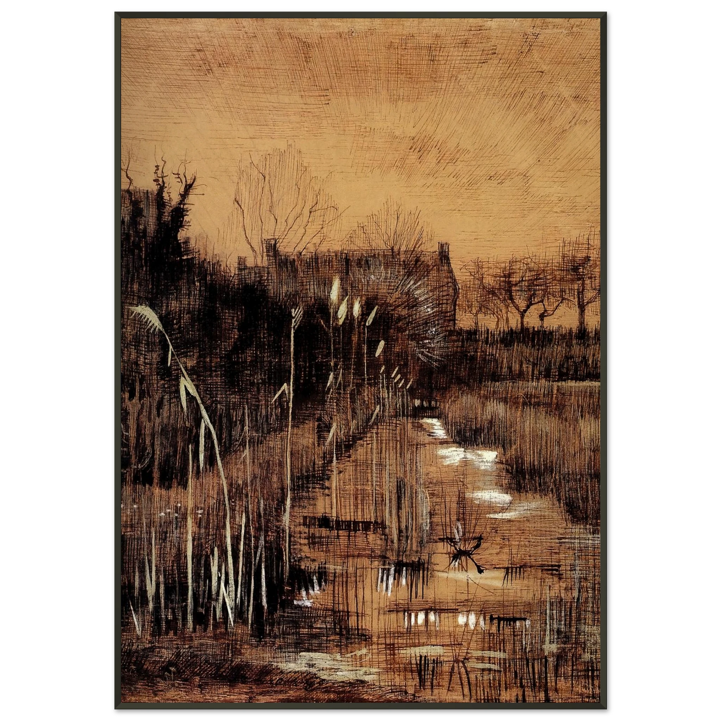 Vincent van Gogh  Ditch Framed Art Print  - Aluminum Frame - 21x29.7 cm / 8x12"