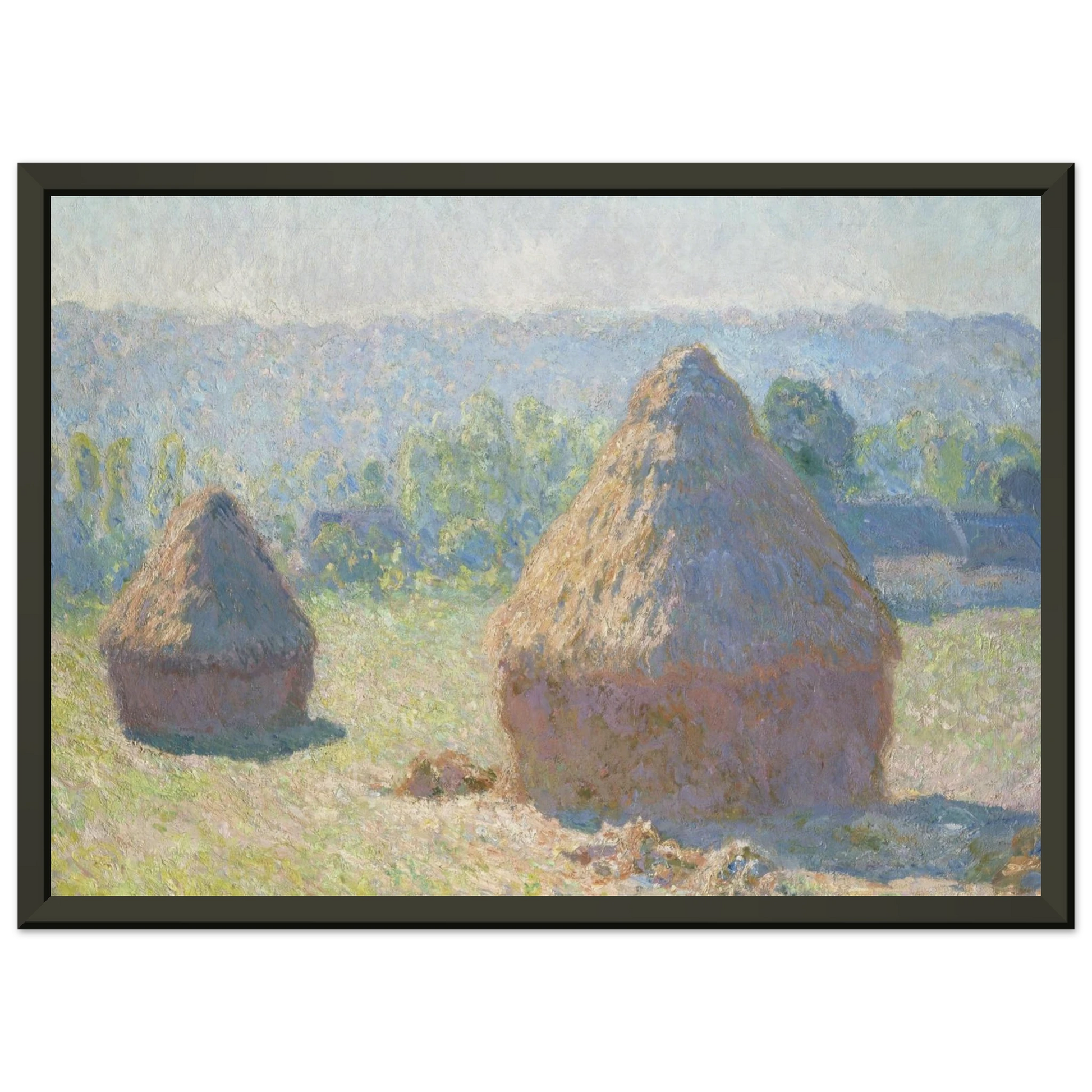 claude monet  Haystacks end of Summer Framed Art Print  - Aluminum Frame - 40x50 cm / 16x20 inches