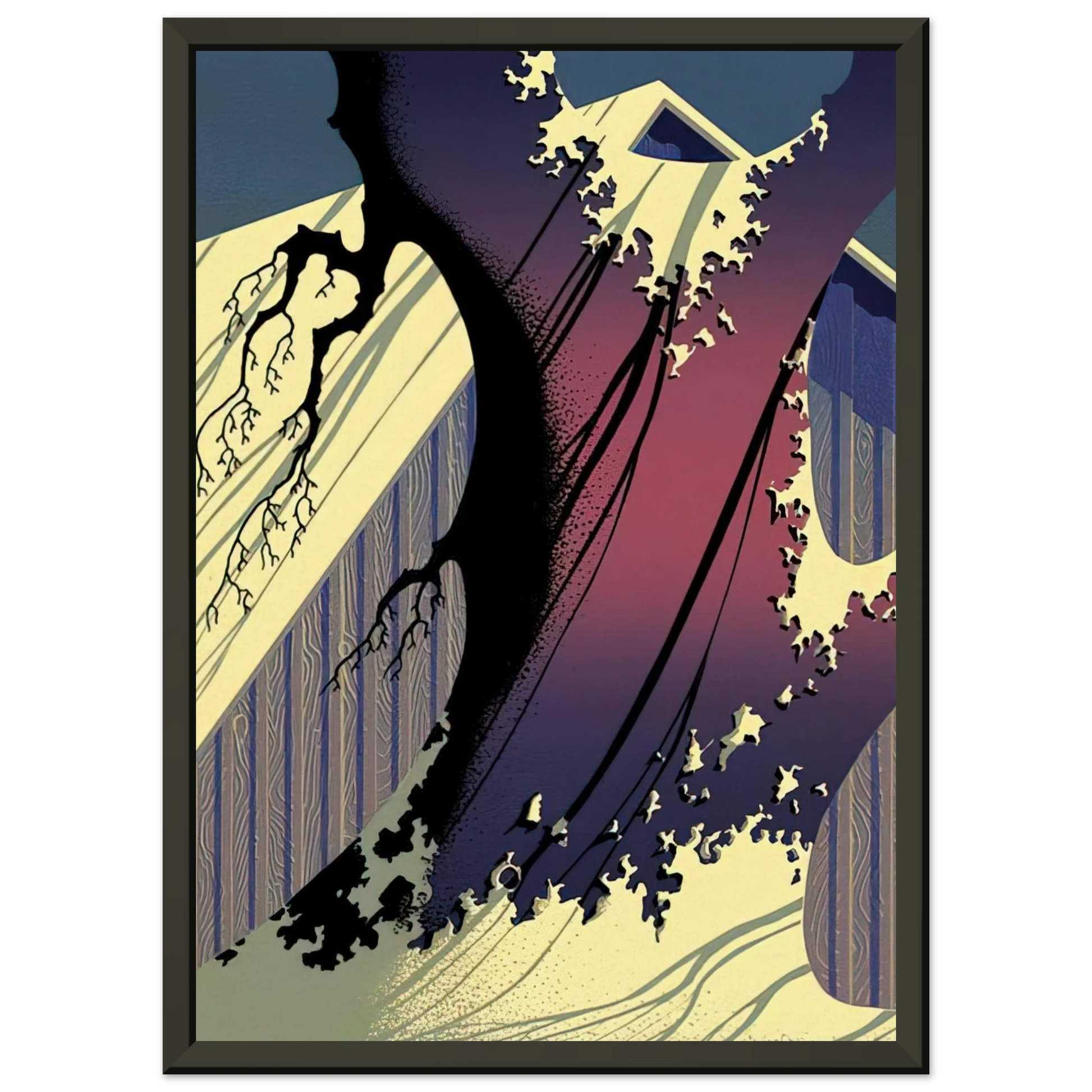 Eyvind Earle  Mauve Barn Framed Art Print  - Aluminum Frame - 40x50 cm / 16x20 inches