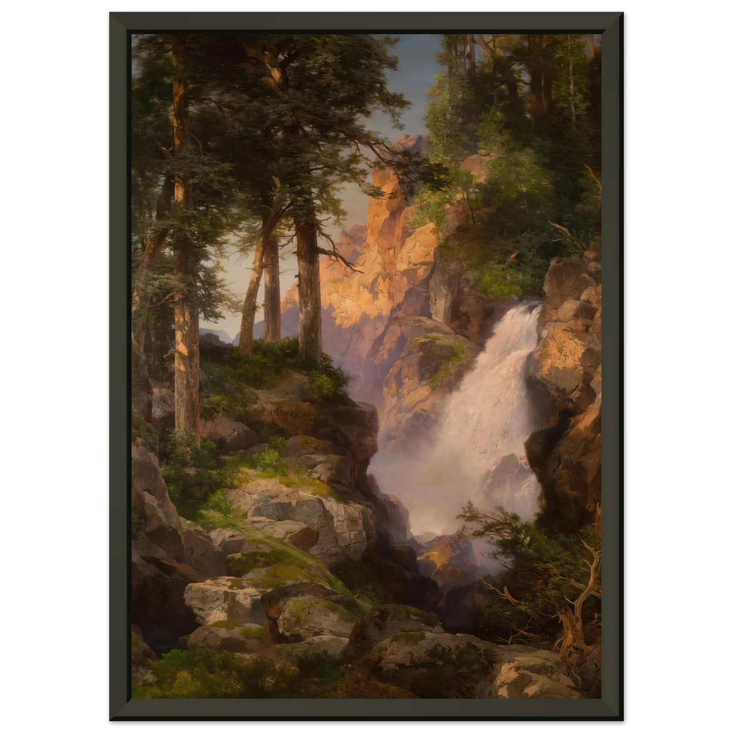 Thomas Moran Falls at Toltec Gorge Framed Art Print - Aluminum Frame - 40x50 cm / 16x20 inches