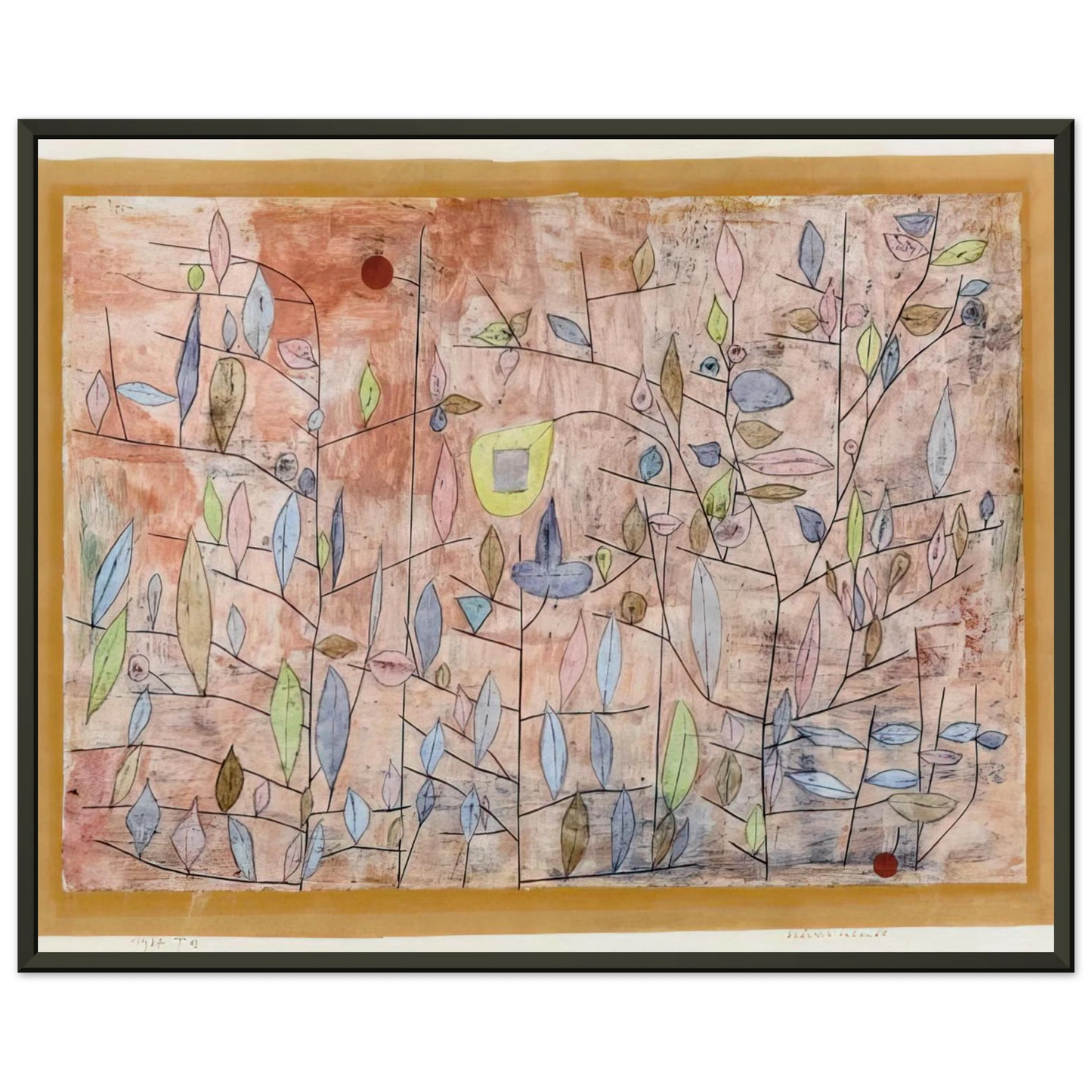 Paul Klee  SPARSE FOLIAGE 1934 Framed Art Print  - Aluminum Frame - 40x50 cm / 16x20 inches