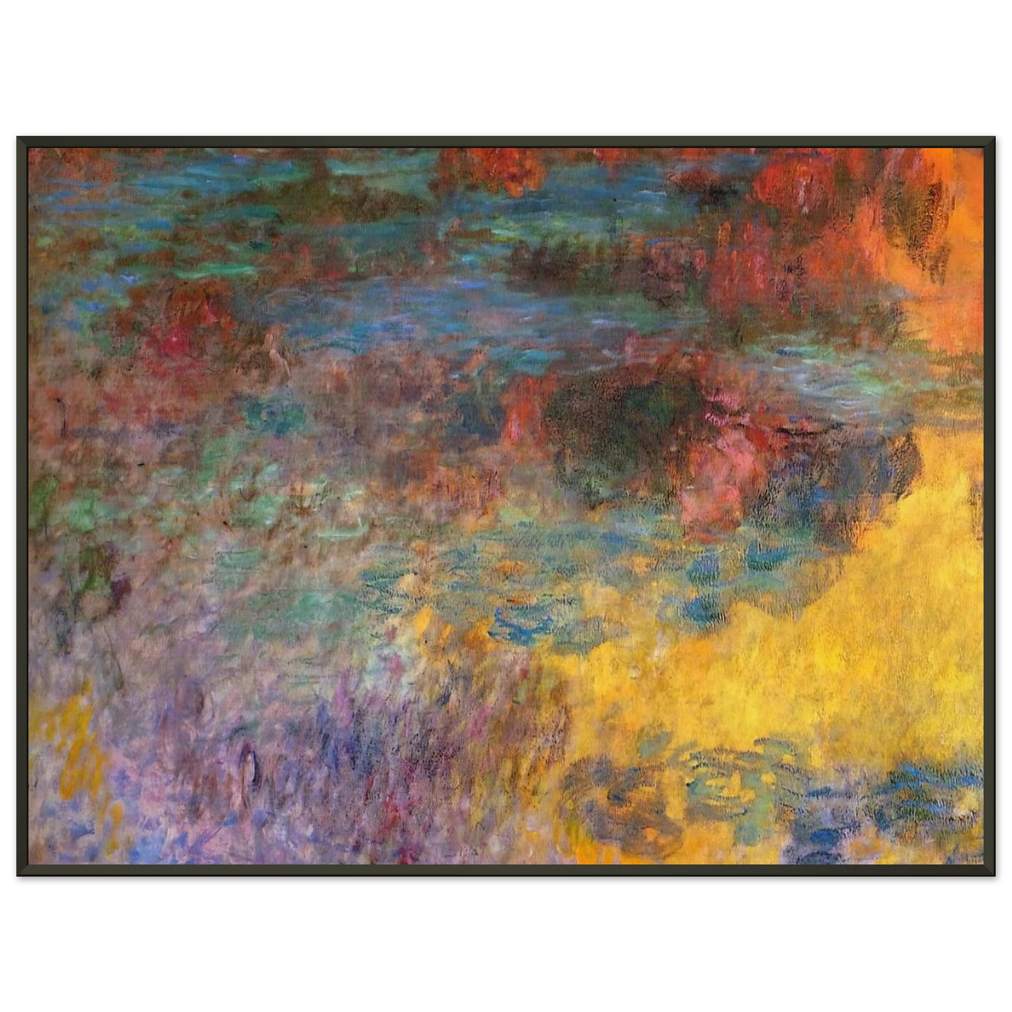 claude monet Water Lily Pond Evening left panel Framed Art Print - Aluminum Frame - 70x100 cm / 28x40 inches