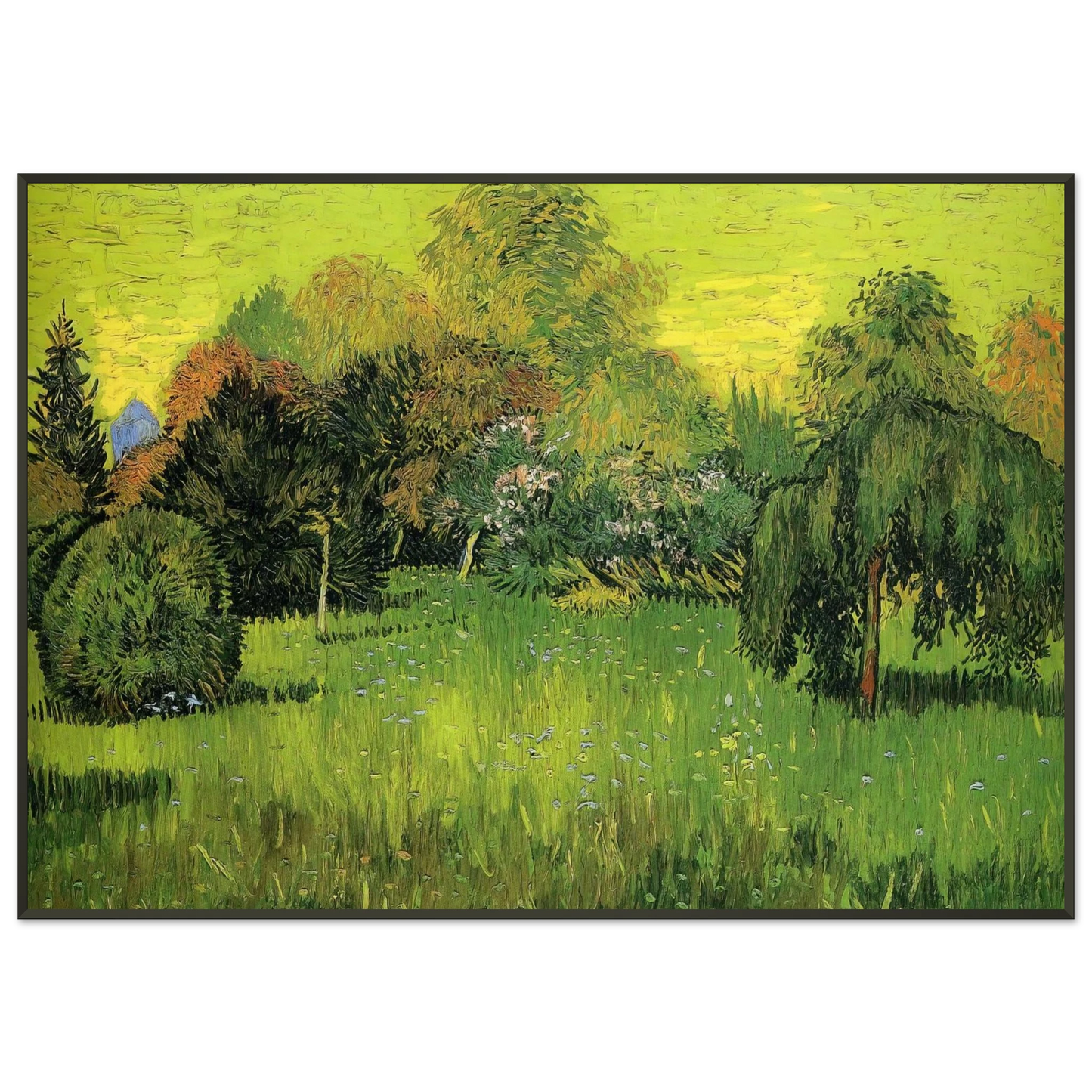 Vincent van Gogh  Public Park with Weeping Willow The Poet s Garden I Framed Art Print  - Aluminum Frame - 21x29.7 cm / 8x12"
