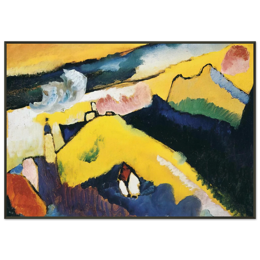 Wassily Kandinsky  MOUNTAIN LANDSCAPE WITH CHURCH 1910 Framed Art Print  - Aluminum Frame - 21x29.7 cm / 8x12"