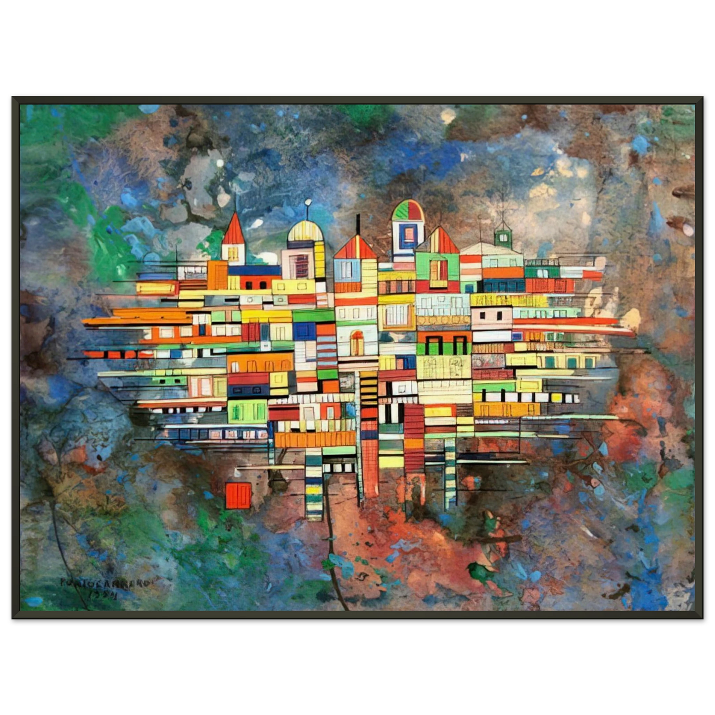 Rene Portocarrero CITY 1954 Framed Art Print - Aluminum Frame - 40x50 cm / 16x20 inches