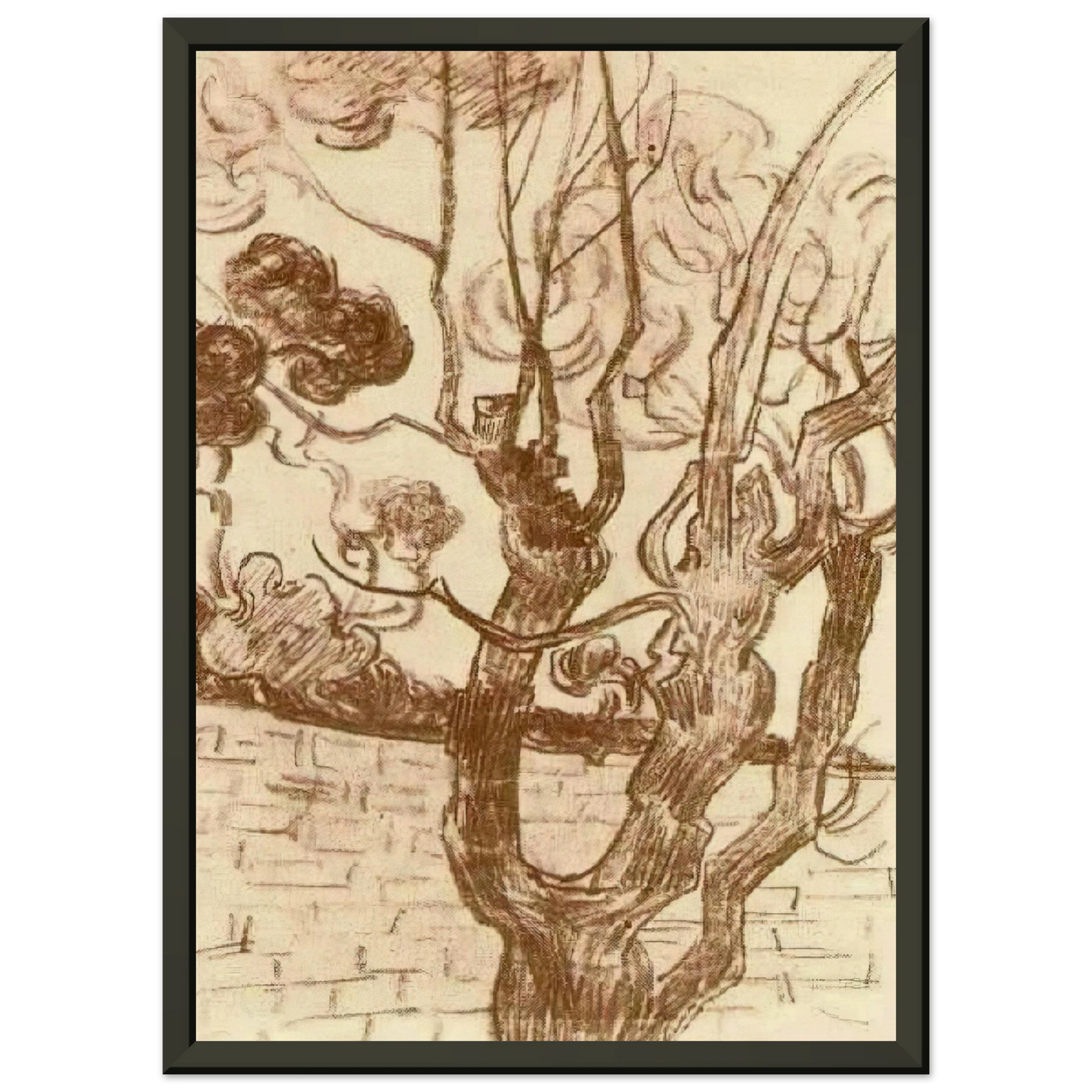 Vincent van Gogh Treetop Seen against the Wall of the Asylum Framed Art Print - Aluminum Frame - 40x50 cm / 16x20 inches