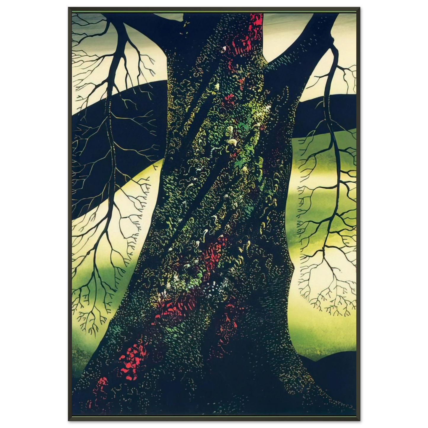 Eyvind Earle  Oak Tree Framed Art Print  - Aluminum Frame - 21x29.7 cm / 8x12"