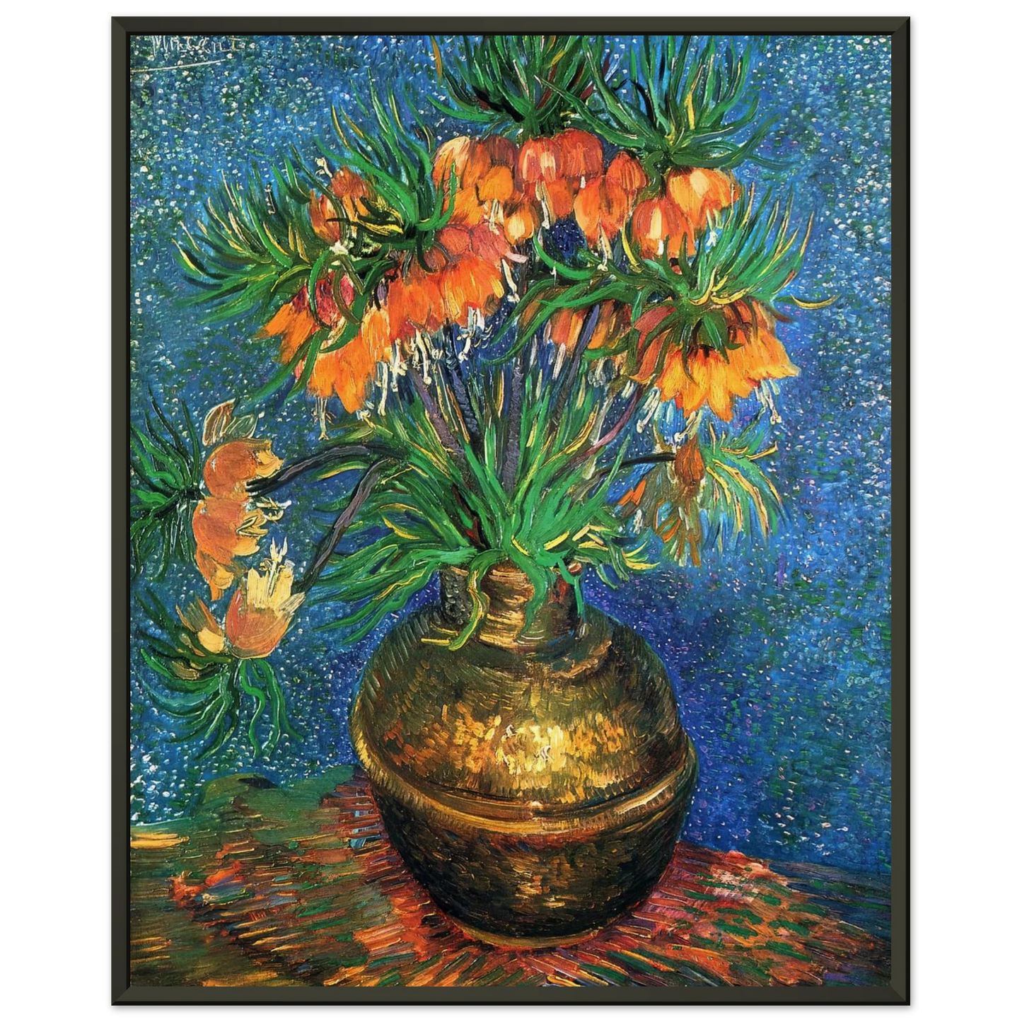 Vincent van Gogh  Fritillaries in a Copper Vase Framed Art Print  - Aluminum Frame - 40x50 cm / 16x20 inches