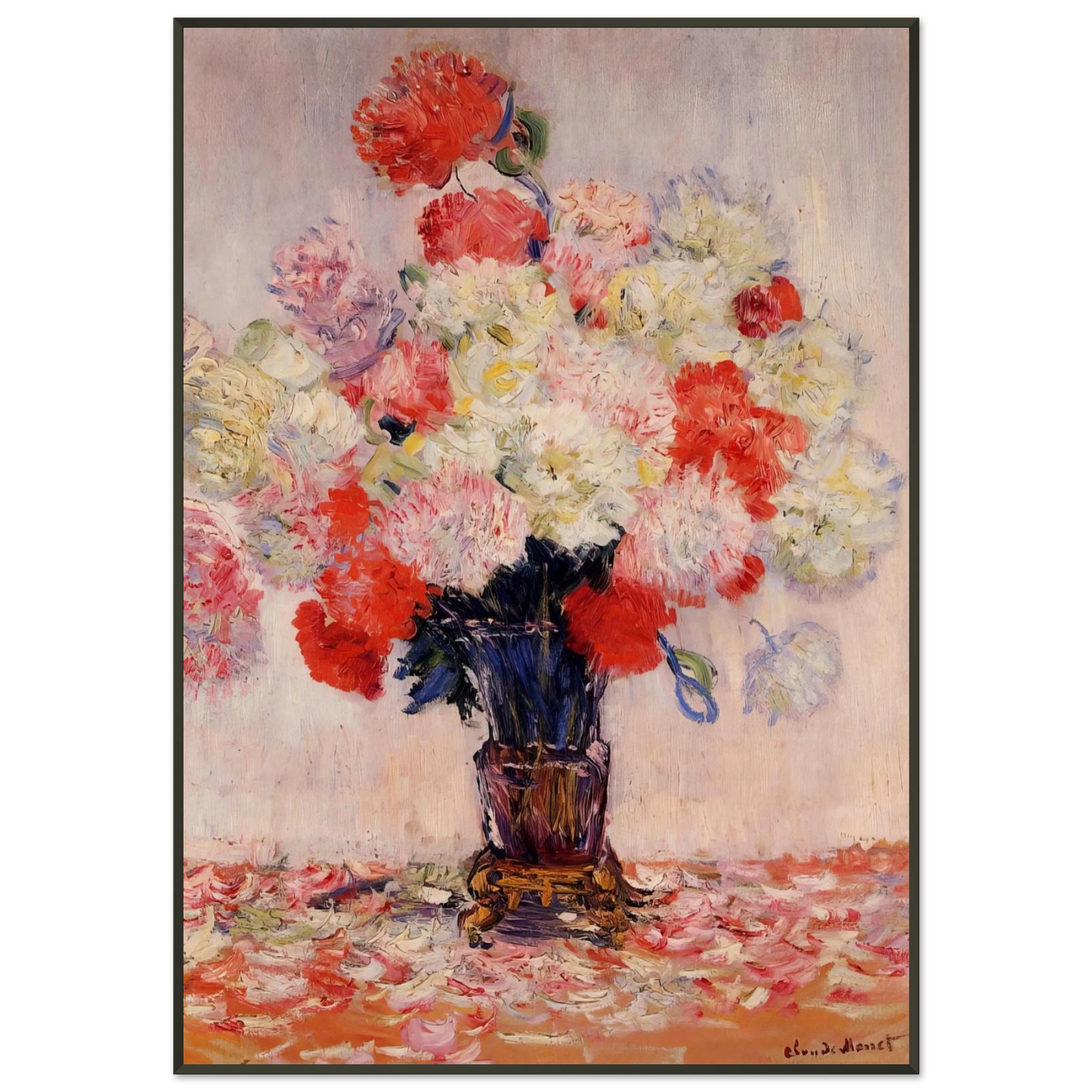 claude monet Vase of Peonies Framed Art Print - Aluminum Frame - 21x29.7 cm / 8x12"