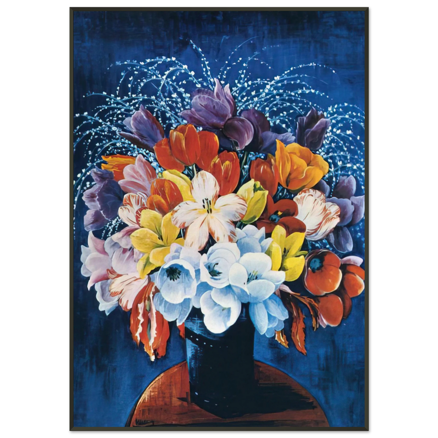 Moise Kisling BOUQUET OF TULIPS Framed Art Print - Aluminum Frame - 21x29.7 cm / 8x12"