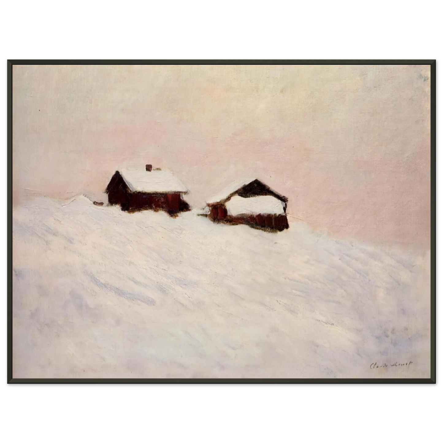claude monet  Houses in the Snow Framed Art Print  - Aluminum Frame - 40x50 cm / 16x20 inches
