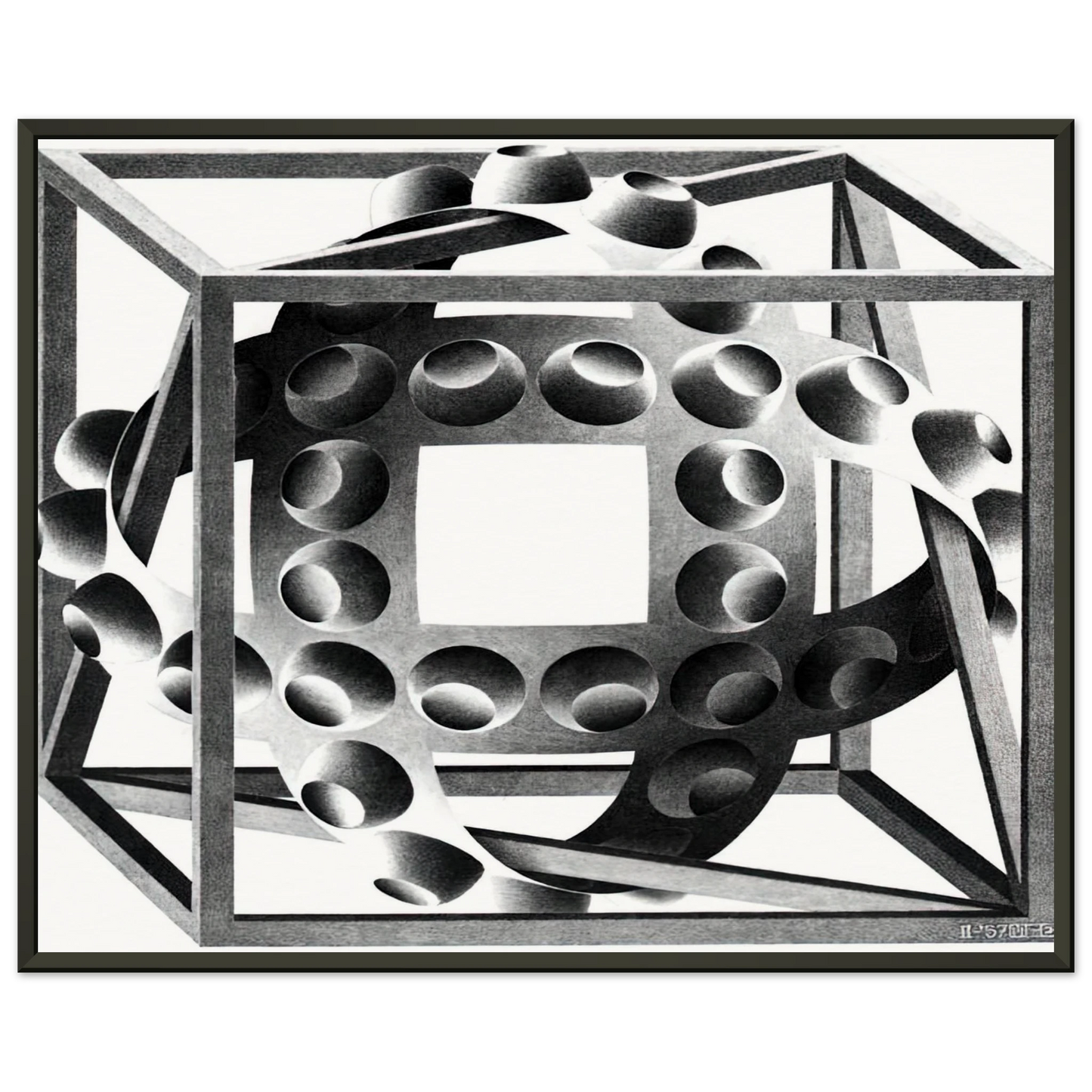 MC Escher  CUBE WITH MAGIC RIBBONS Framed Art Print  - Aluminum Frame - 40x50 cm / 16x20 inches