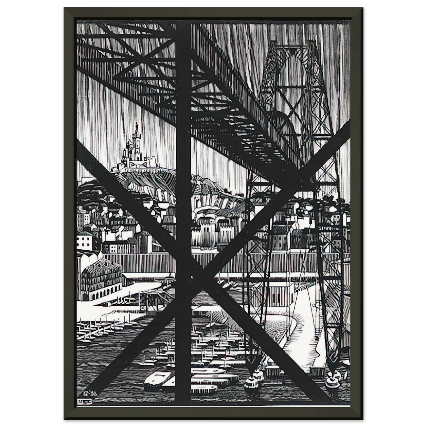 MC Escher  MARCEILLES DECEMBER 1936 1936 Framed Art Print  - Aluminum Frame - 60x80 cm / 24x32 inches