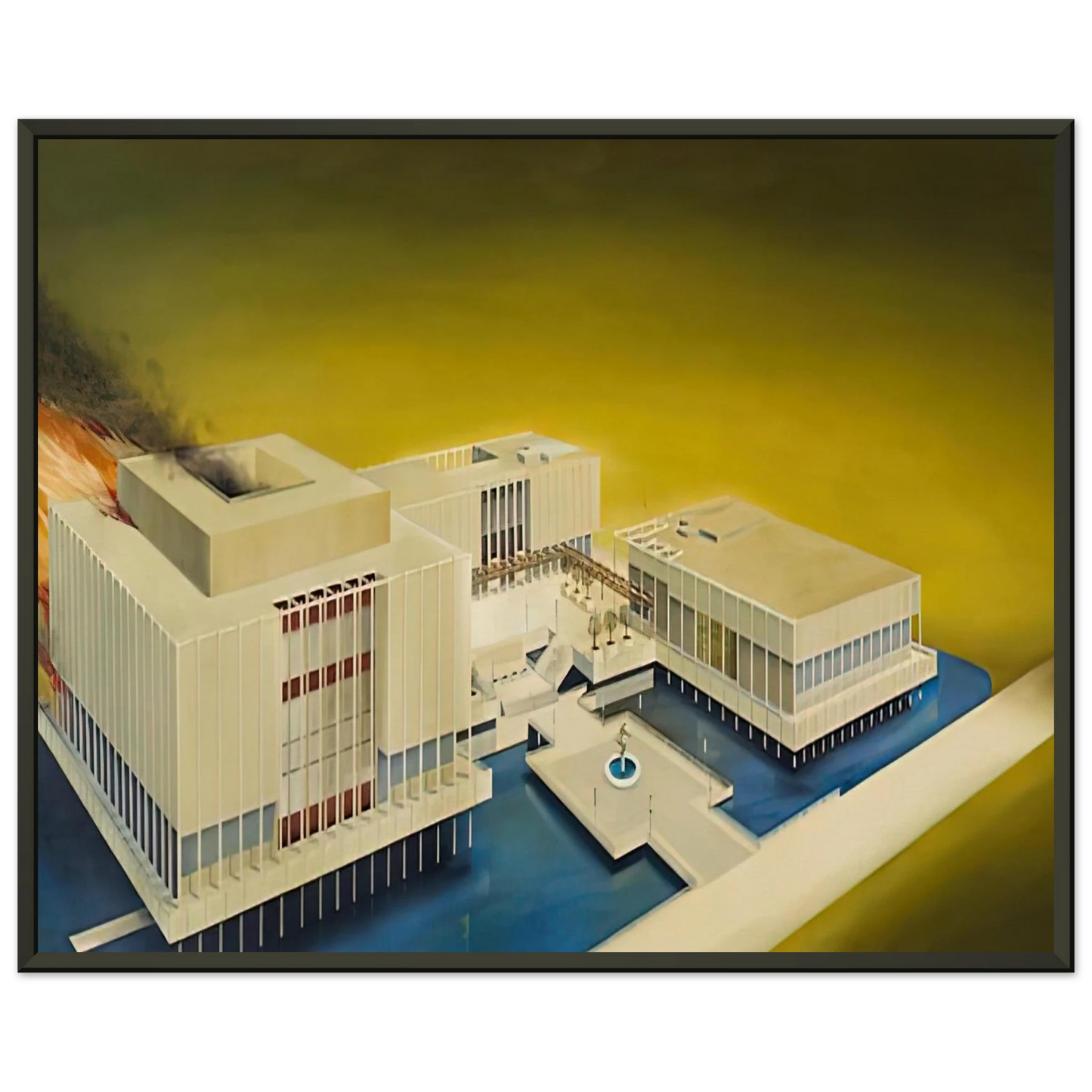 Edward Ruscha THE LOS ANGELES COUNTY MUSEUM ON FIRE 1968 Framed Art Print - Aluminum Frame - 60x80 cm / 24x32 inches