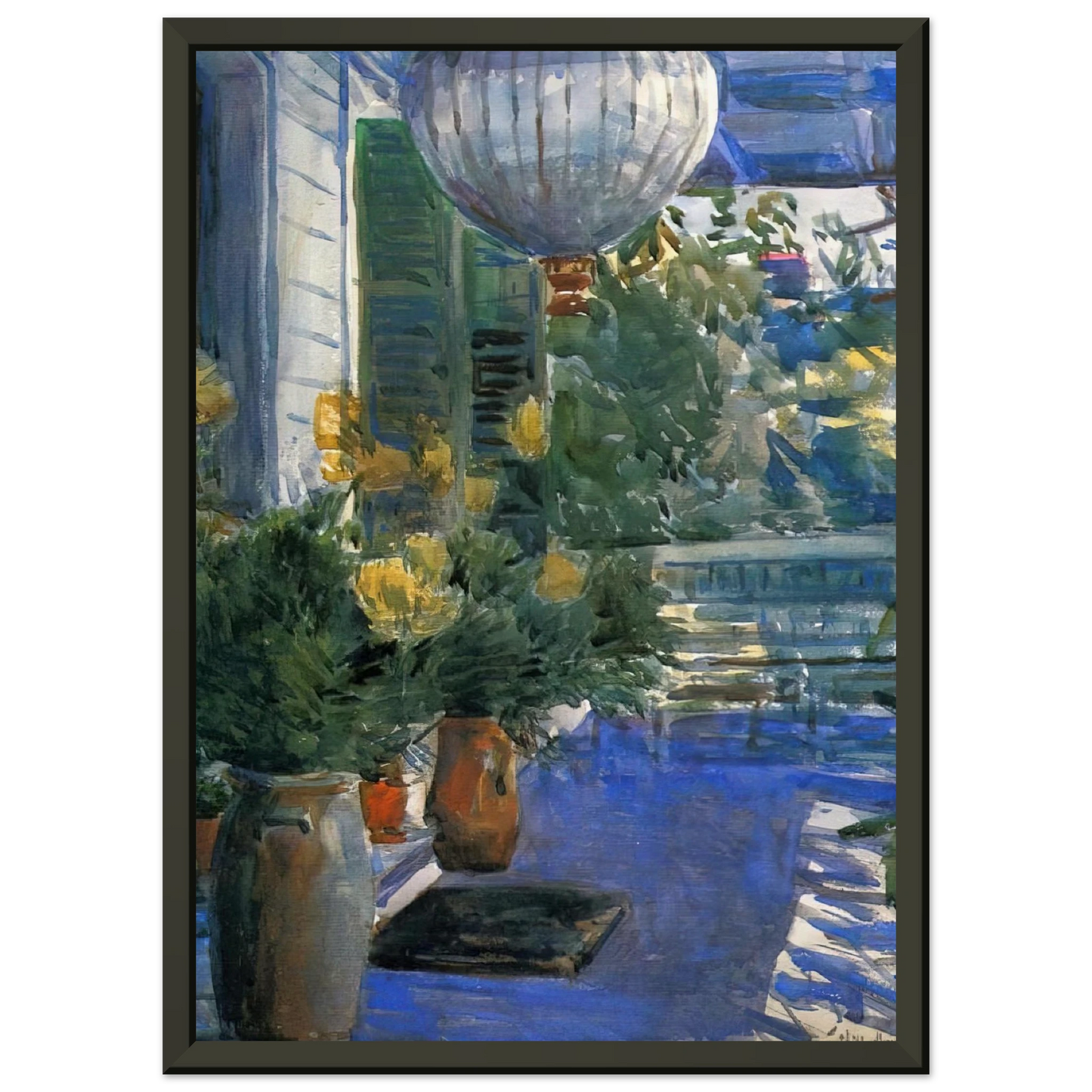 Childe Hassam Veranda of the Old House Framed Art Print - Aluminum Frame - 40x50 cm / 16x20 inches