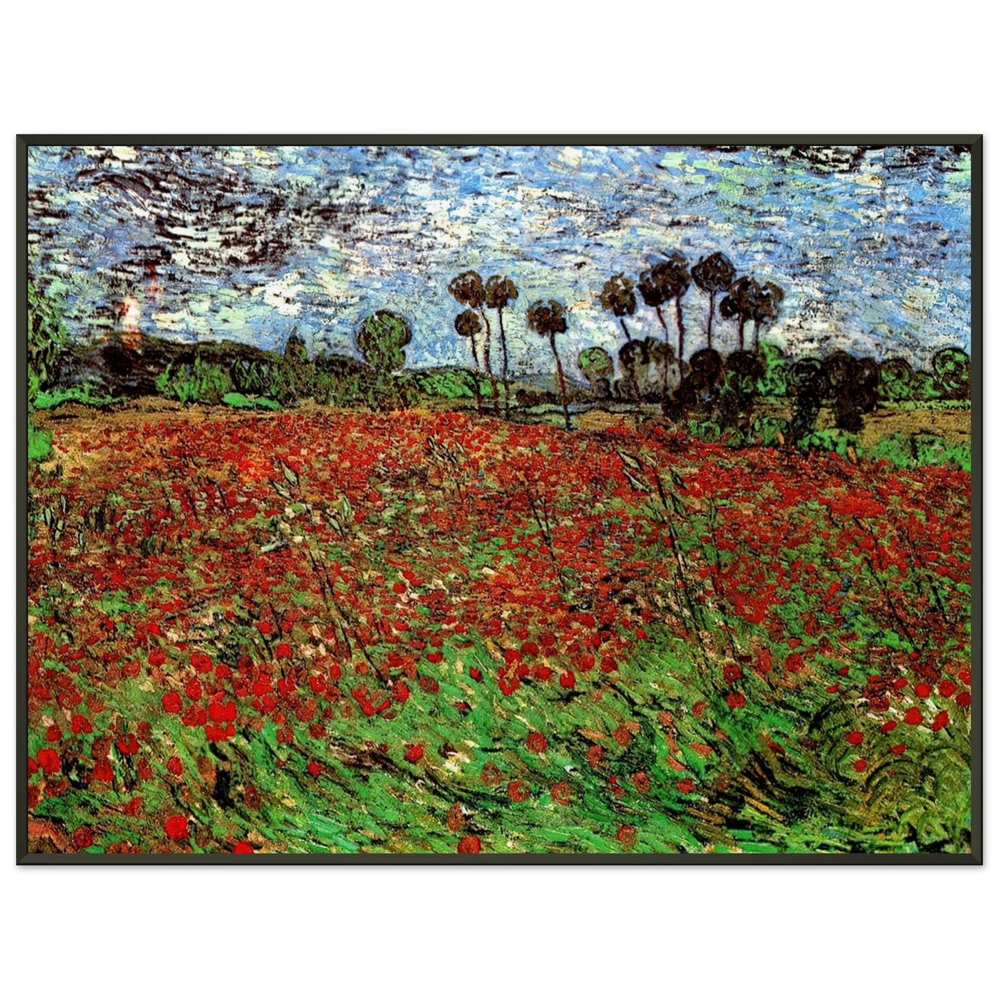 Vincent van Gogh  Field with Poppies Framed Art Print  - Aluminum Frame - 70x100 cm / 28x40 inches