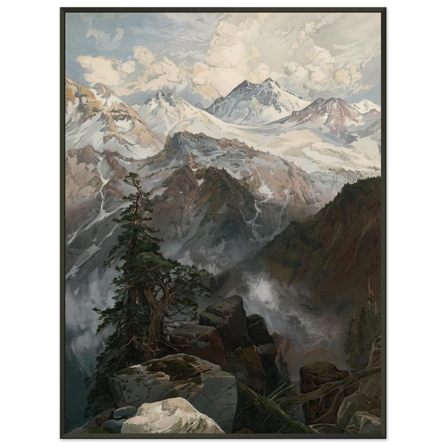 Thomas Moran Summit of the Sierras Nevada Framed Art Print - Aluminum Frame - 70x100 cm / 28x40 inches
