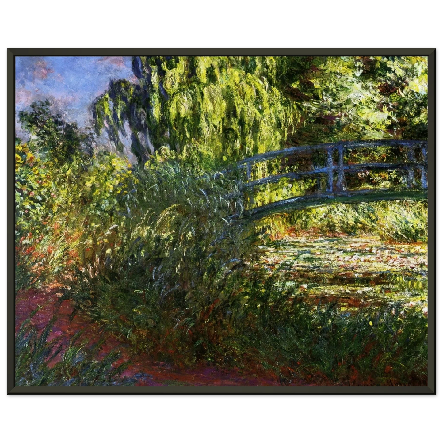 claude monet The Japanese Bridge The WaterLily Pond and Path by the Water Framed Art Print - Aluminum Frame - 60x80 cm / 24x32 inches