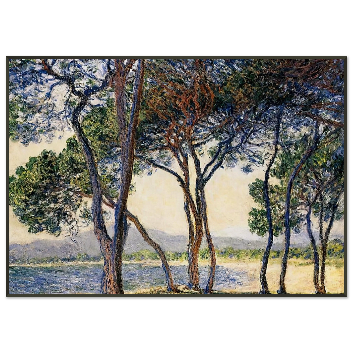 claude monet Trees by the Seashore at Antibes Framed Art Print - Aluminum Frame - 21x29.7 cm / 8x12"