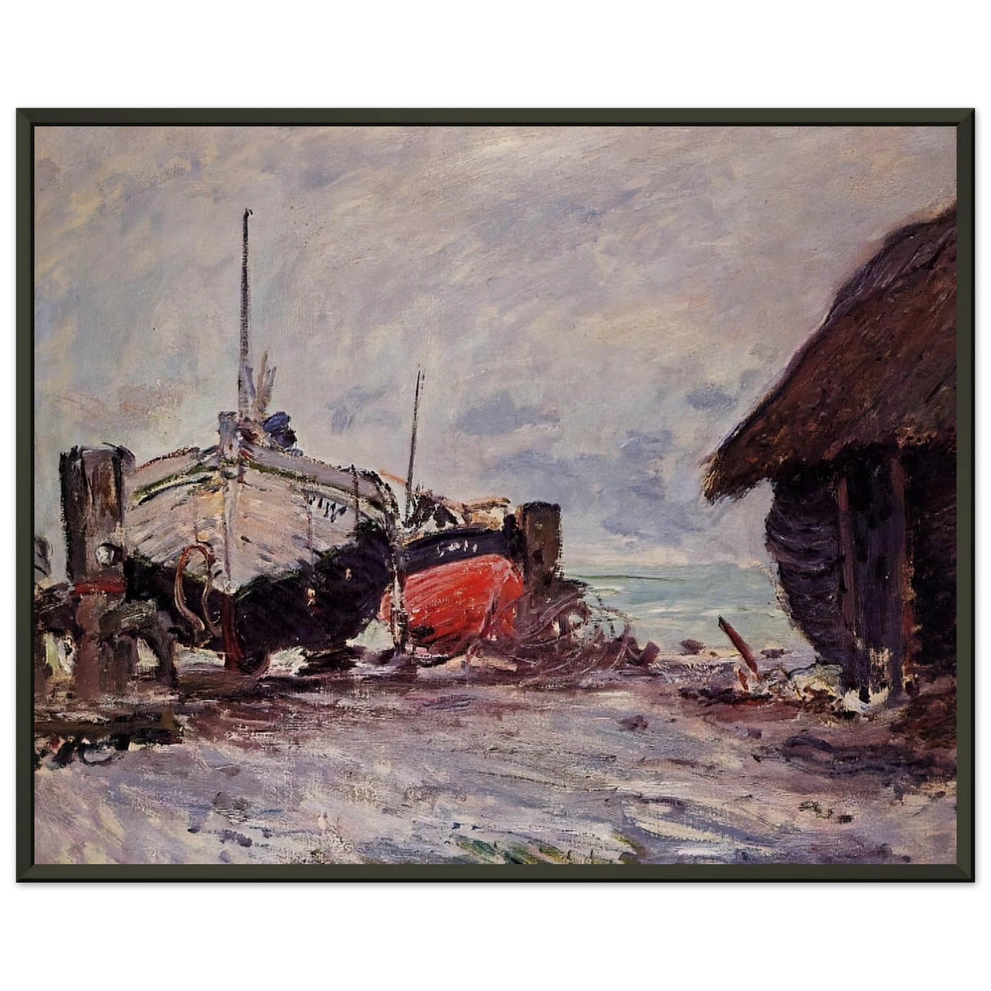 claude monet  Fishing Boats at Etretat Framed Art Print  - Aluminum Frame - 60x80 cm / 24x32 inches