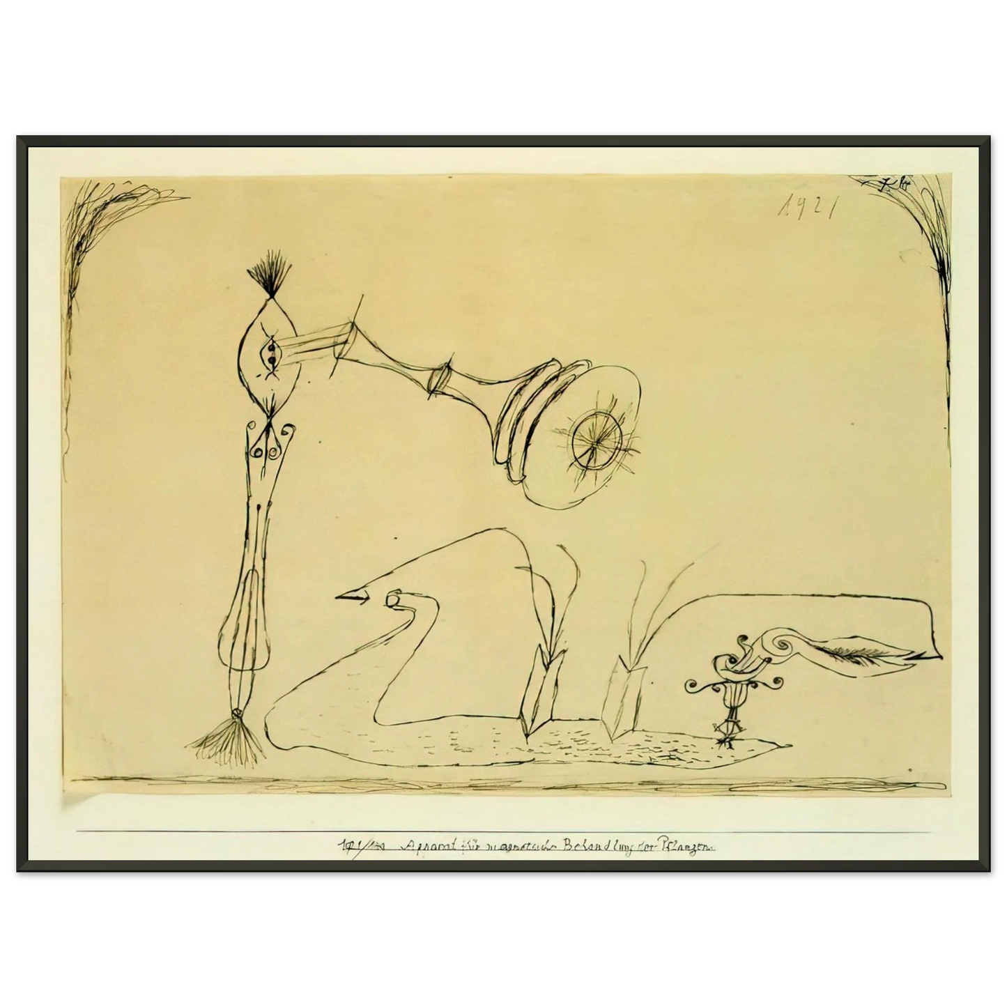 Paul Klee APPARATUS FOR THE MAGNETIC TREATMENT OF PLANTS 1908 Framed Art Print - Aluminum Frame - 70x100 cm / 28x40 inches