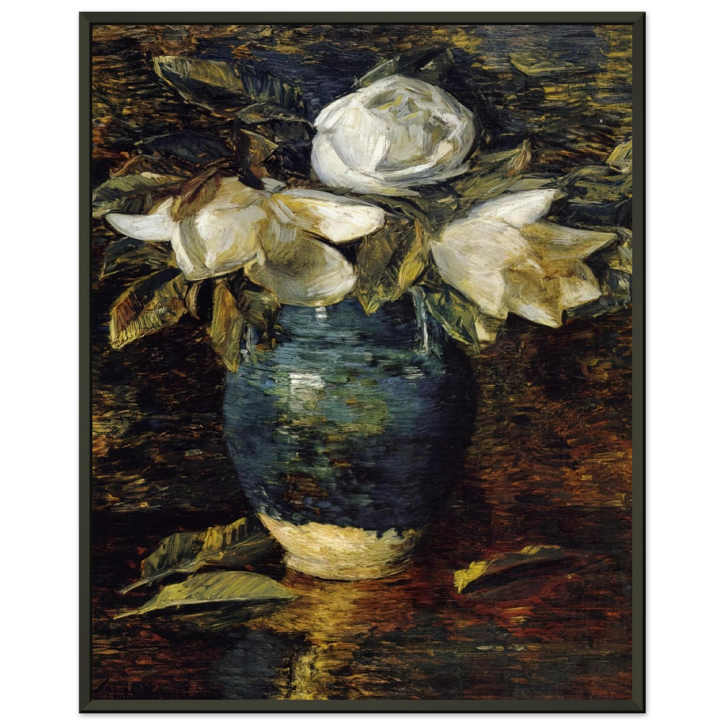 Childe Hassam Giant Magnolias Framed Art Print - Aluminum Frame - 70x100 cm / 28x40 inches